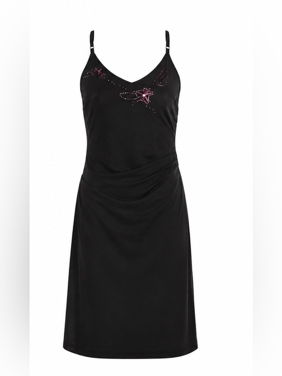 Nicole Miller Dresses & Skirts - Nicole Miller Black Slip Dress with Pink Crystal Detail